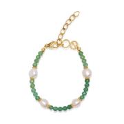 Women's Beaded Bracelet with Pearl and Green Aventurine