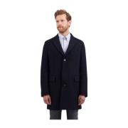 Navy Wool Blend Overcoat