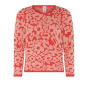 Blomstret Jaquard Pullover i Lotus Pink