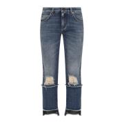 Korte Denim Jeans med Appliqué Lap