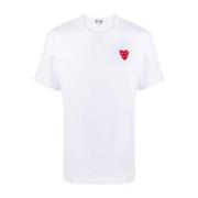 Hvid Bomuld Crewneck T-shirt med Logo Broderi