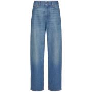 Højtaljede Loose-fit Jeans i Blå Denim