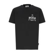 Sort T-shirt med præget logo til mænd