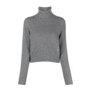 Grå Cashmere Sweater med Logo