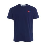 Blå T-Shirt med Dobbelt Hjerte til Mænd