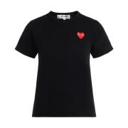 Sort T-shirt med hjerteprint til kvinder
