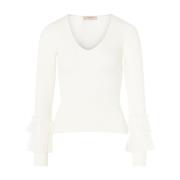 Sne Hvid V-hals Twinset Sweater