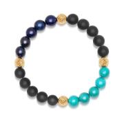 Men's Wristband with Matte Onyx, Turquoise and Blue Lapis