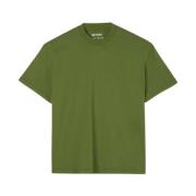 Militærgrøn T-shirt i bomuld med strygemærker