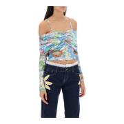 Blomstret Draperet Crop Top