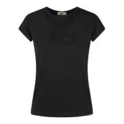 Jersey T-shirt med Rhinestone Logo