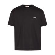 Sort bomuld T-shirt med Valentino print