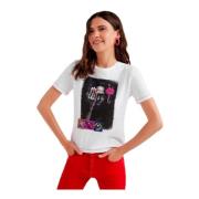 Hvid Printet T-shirt til Kvinder