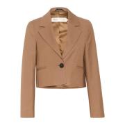 Kort Blazer Jakke Brun Melange