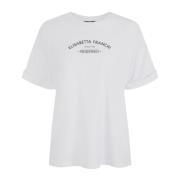 Hvid Letvægts Bomuld T-shirt med Opkrullede Ærmer