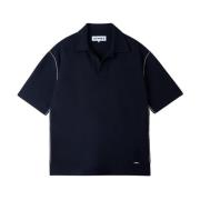 Mørkeblå Polo Shirt med Kontrast Syning