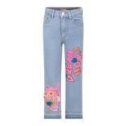 Denim Jeans med Pink Sequin Patches