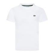 Hvid Bomuld Kortærmet T-Shirt med Krokodillelogo