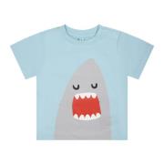 Lysblå Bomuld Shark T-Shirt