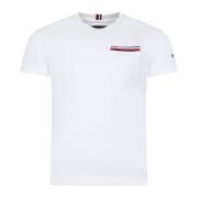 Hvid Bomuld T-shirt med Blå Logo Print