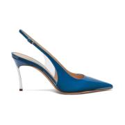 Bohemian Blue Slingback med Stålblad Hæl