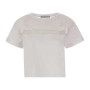 Hvid Bomuld Jersey T-shirt med Silke Organza Detaljer