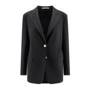 Sort Blazer med Peak Revers