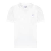 Hvid Bomuld T-Shirt med Korte Ærmer