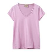 Enkel V-Hals T-shirt i Begonia Pink