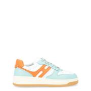H630 Hvid, Blå og Orange Læder Sneaker