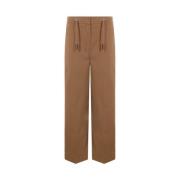 Brun Cropped Bomuld Twill Bukser