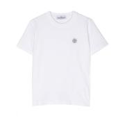 Hvid Bomuld Logo Patch T-shirt
