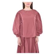 ZEUS Taffeta Bluse med Puff Ærmer