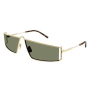 Rektangulære solbriller i guldmetal med grønne linser