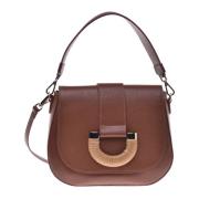 Handbag in tan tumbled leather