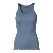 Silke Top, Paris Blue, Satin Kant