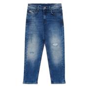 Blå tapered jeans med huller - D-Lucas