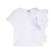 Rynket Bomuld Jersey T-shirt Hvid