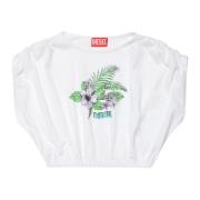Beskåret T-shirt med palmetrægrafik