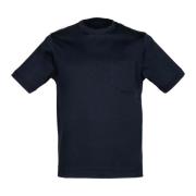 Blå Bomuld Jersey Lomme T-Shirt