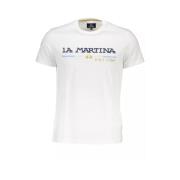 Hvid Bomuld T-Shirt, Korte Ærmer, Normal Pasform, Rund Hals, Logo Print