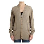 Beige Cashmere Uld Cardigan Sweater