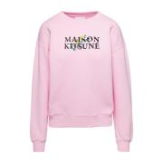 Pink Logo Print Crewneck Sweatshirt