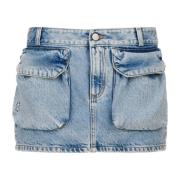 Blå Denim Jeans Mini Nederdel