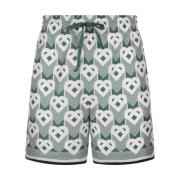 Grøn Hjerte Monogram Silke Shorts