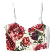 Blomstret Silke Bustier Crop Top