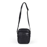 Sort Læder Crossbody Taske