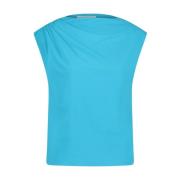 One-Shoulder Bloom Top Light Blue