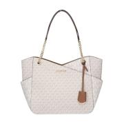 Beige Logo Shopper Taske