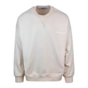 Beige Sweater Loose Fit Cotton Logo